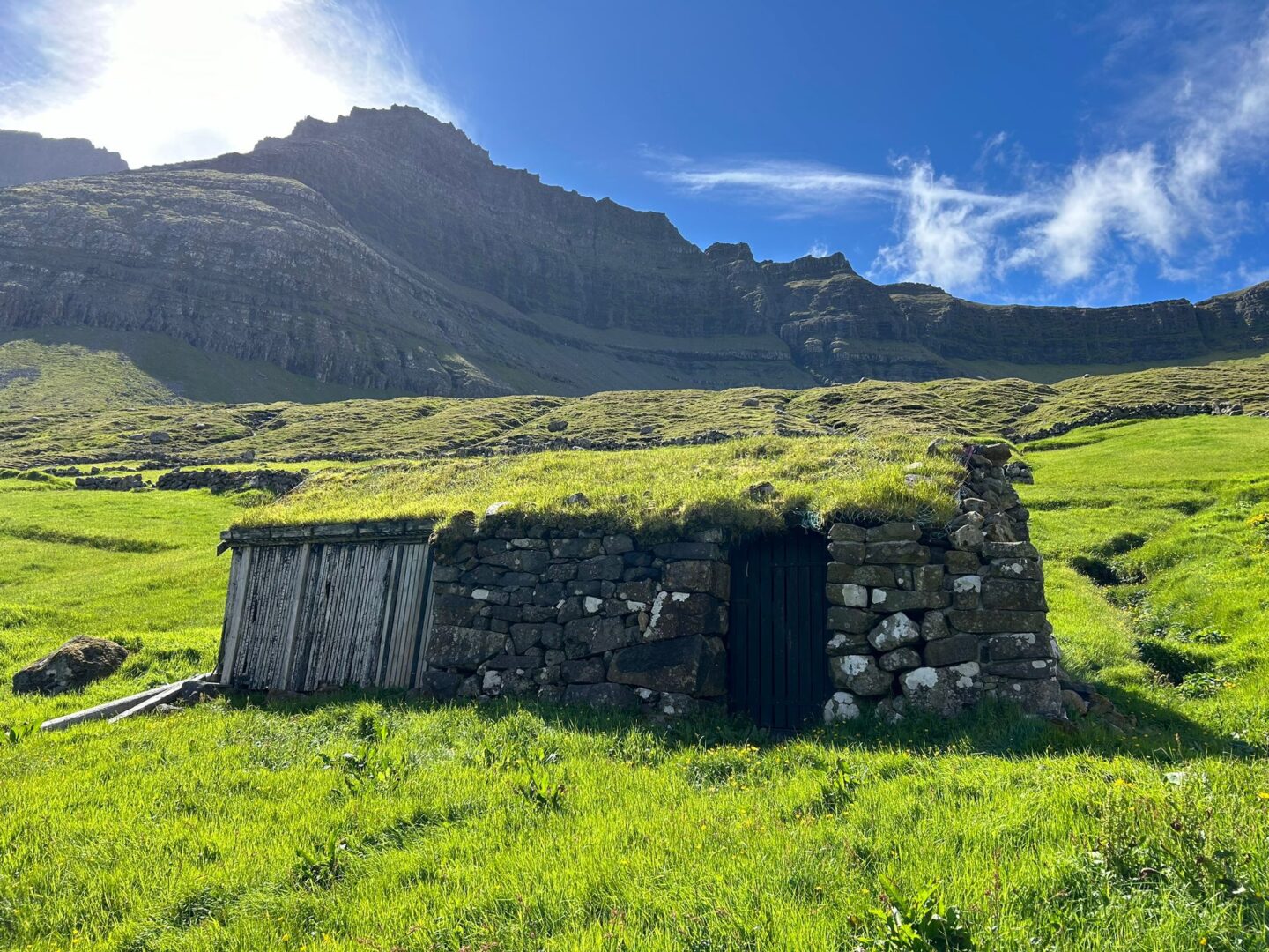 Grass-roofed houses in the Faroe Islands